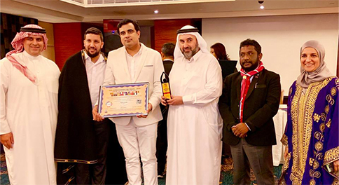 astrologer pawan kaushik is been awarding by some sheikhs in Dubai astrology award function